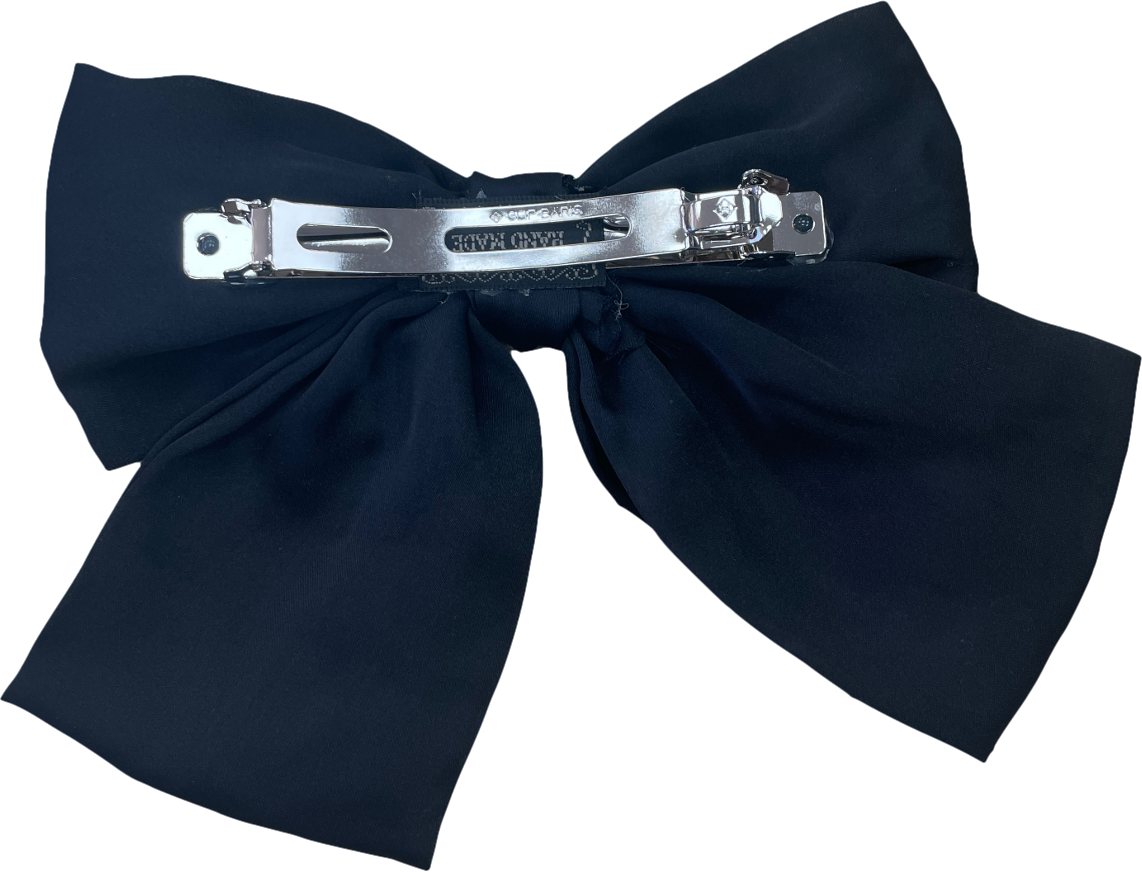 Black Handmade Satin Oversized Bow Hair Clip One Size