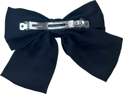 Black Handmade Satin Oversized Bow Hair Clip One Size