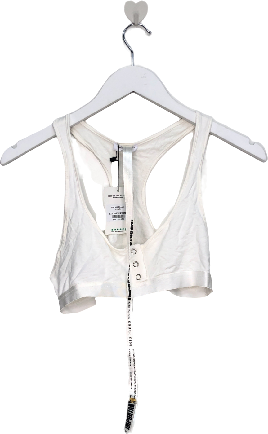 Mistress Rocks White Button Up Bra Top UK S