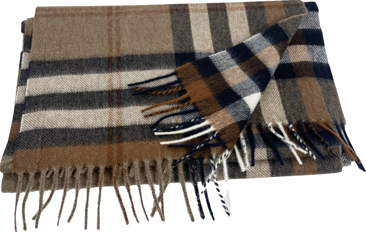 Brown Plaid Scarf One Size