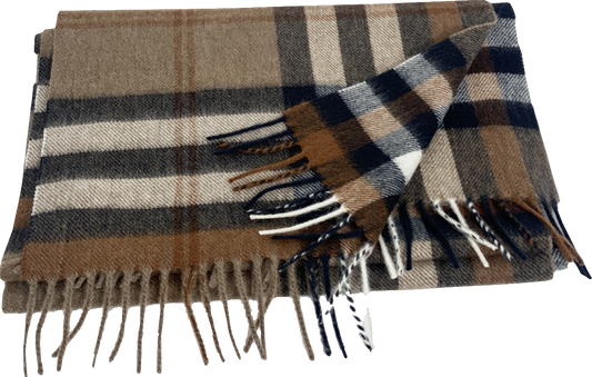 Brown Plaid Scarf One Size