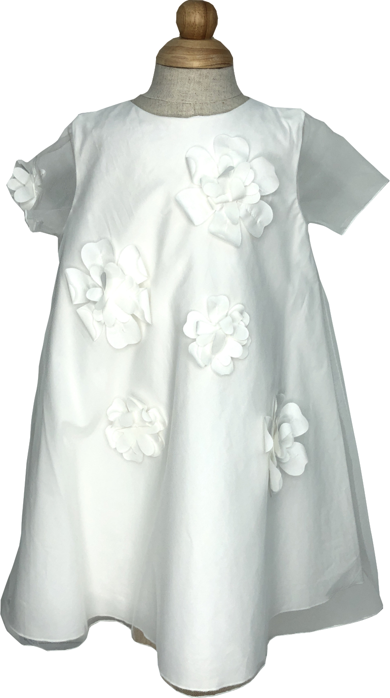 Il Gufo White Floral-appliqué Sheer-sleeve Dress 3 Years