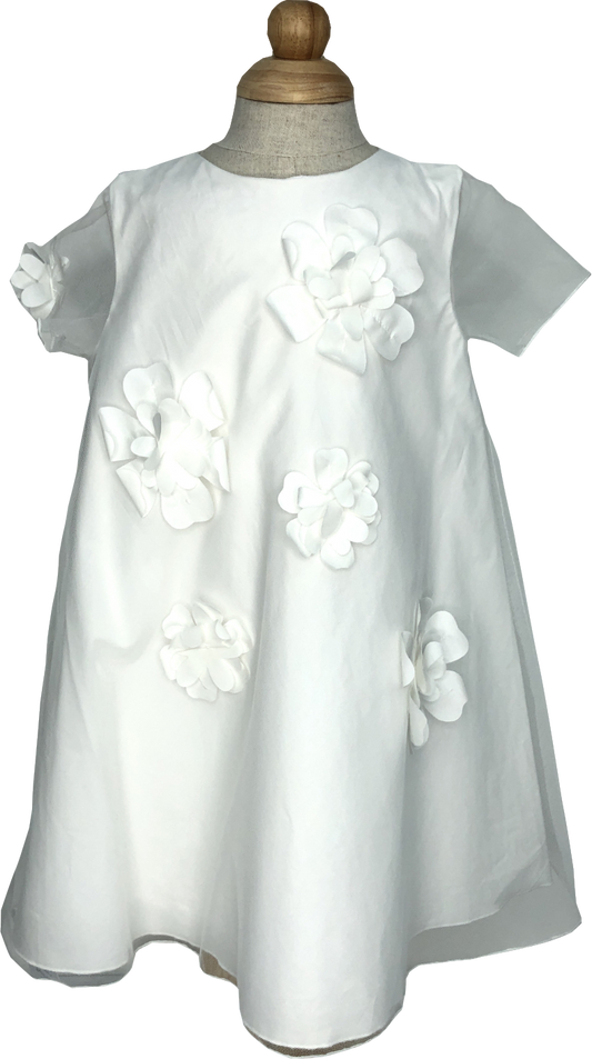 Il Gufo White Floral-appliqué Sheer-sleeve Dress 3 Years