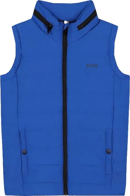 BOSS Blue Kids' Sleeveless Logo Hooded Puffer Jacket 6 Years