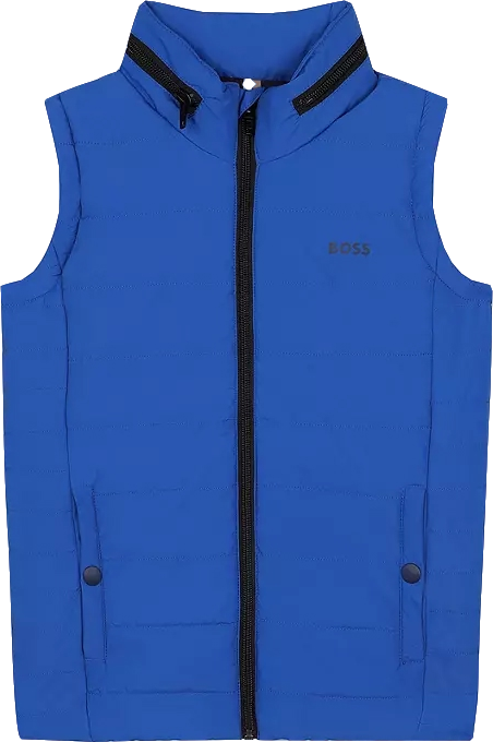 BOSS Blue Kids' Sleeveless Logo Hooded Puffer Jacket 6 Years
