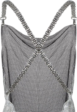 Santa Brands Metallic Silver Crystal Mesh Miami Embellished Backless Top One Size