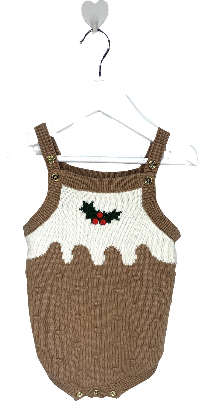 River Island Beige Christmas Pudding Knit Romper 9-12 Months