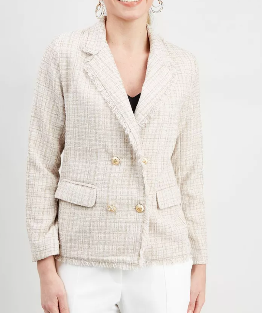 Wallis Ivory Frayed Edge Boucle Jacket UK S