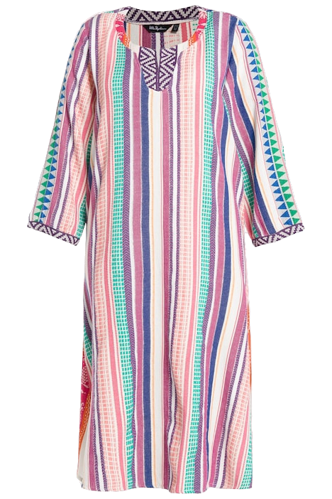 ULLA POPKEN Multicoloured Graphic Jacquard Stripe Cotton Caftan Dress BNWT UK 20