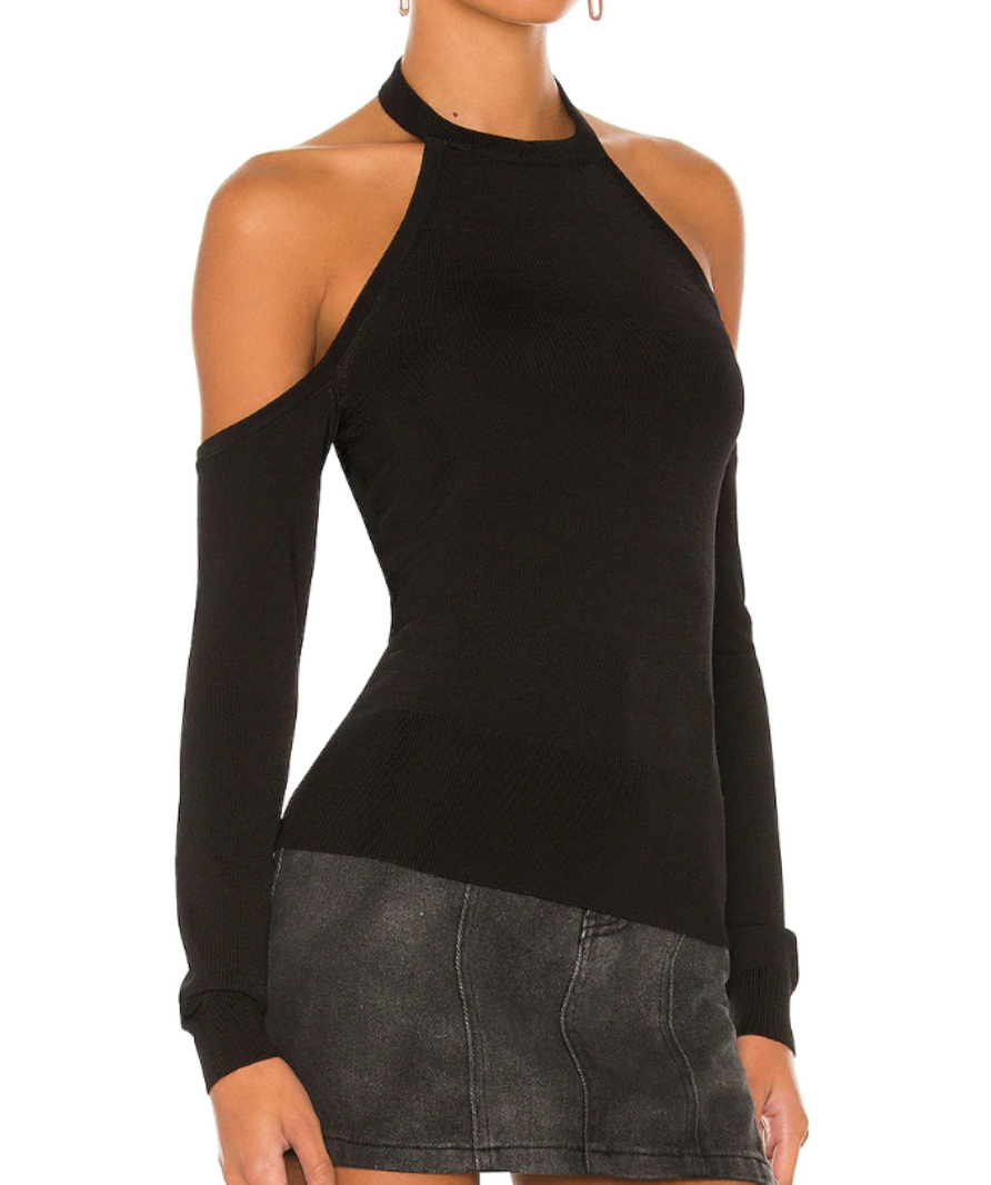 NBD black cold shoulder sweater UK S