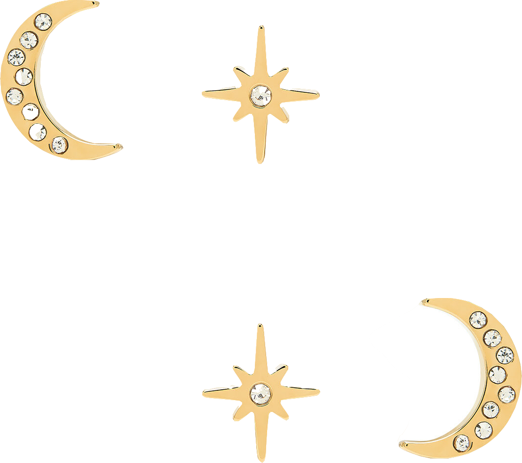 Olivia Burton Metallic Celestial North Star & Moon Gold Stud Earrings Set One Size
