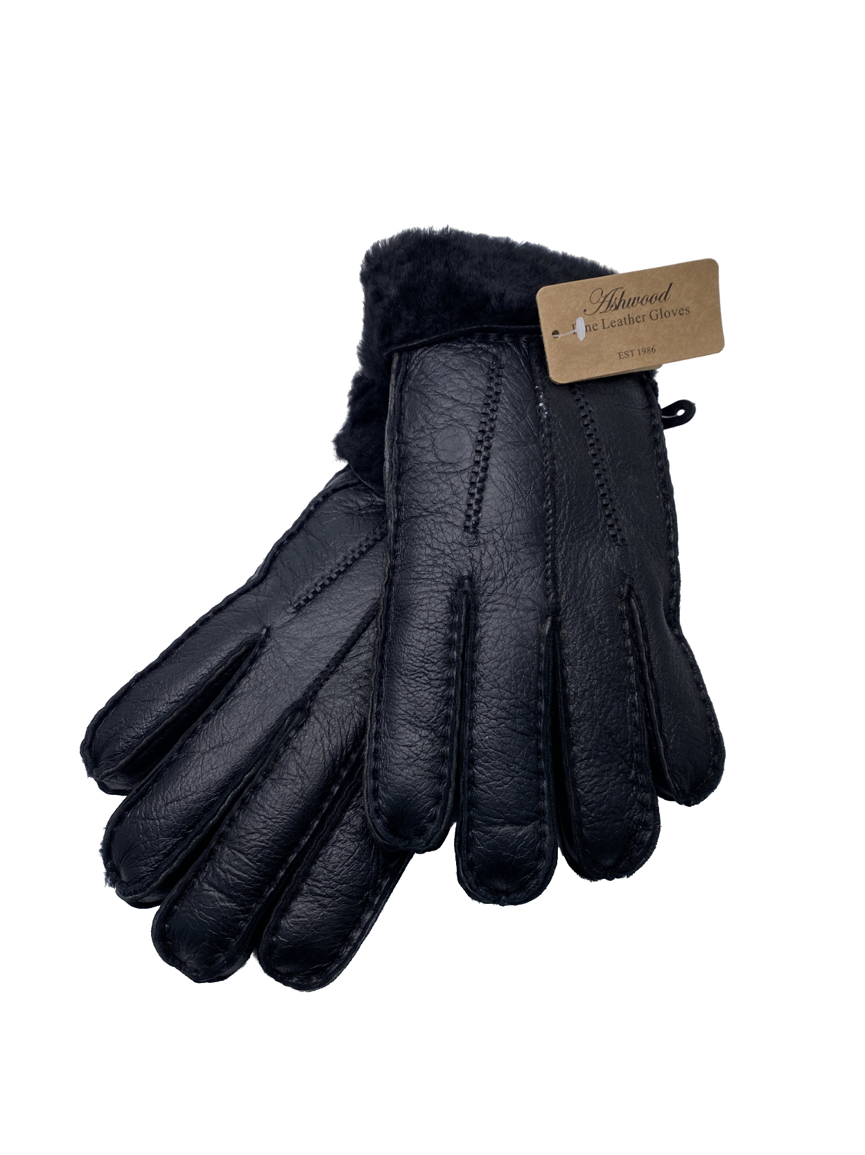 Ashwood Black Fine Leather Gloves UK S/M