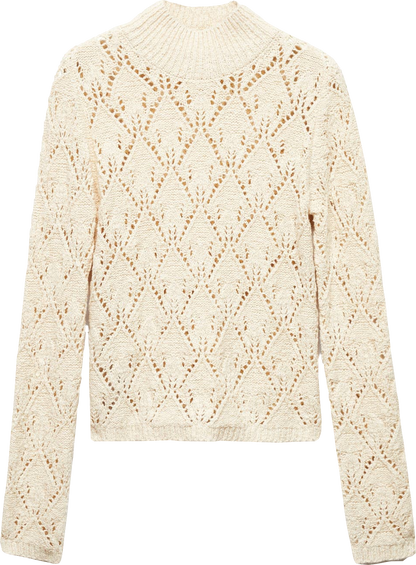 MANGO Cream Open Work-detail Sweater BNWT UK M