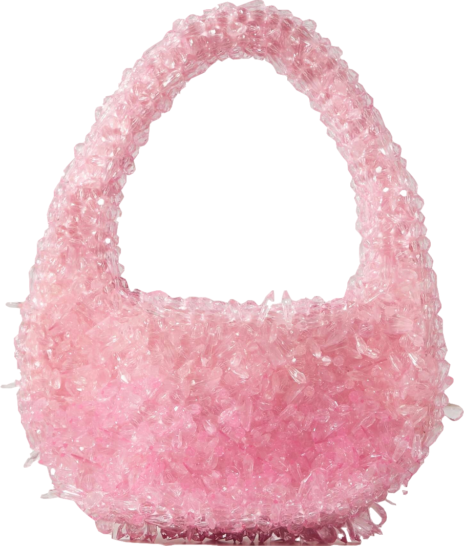 CLIO PEPPIATT Pink + The Vanguard Quartz Bead-embellished Satin Shoulder Bag