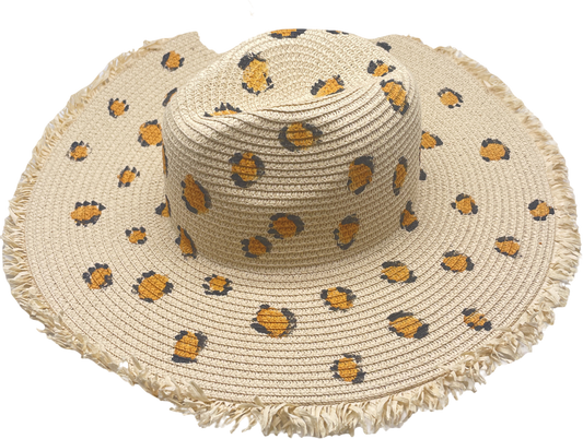 amazon Beige Leopard Print Straw Hat One Size