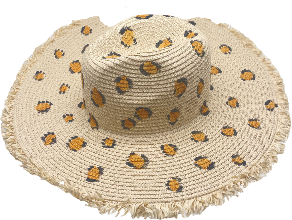 amazon Beige Leopard Print Straw Hat One Size