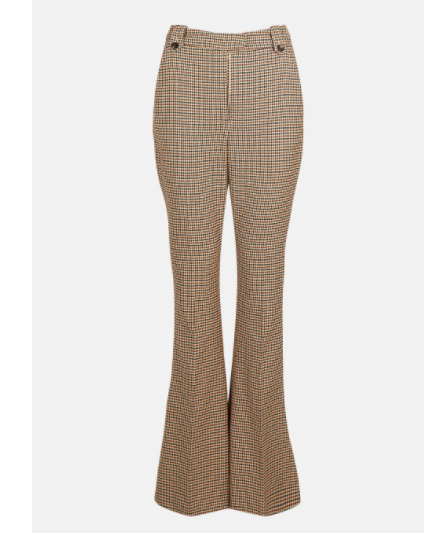 Karen Millen Brown/Neutral Club Check Tailored Flared Trousers UK 6