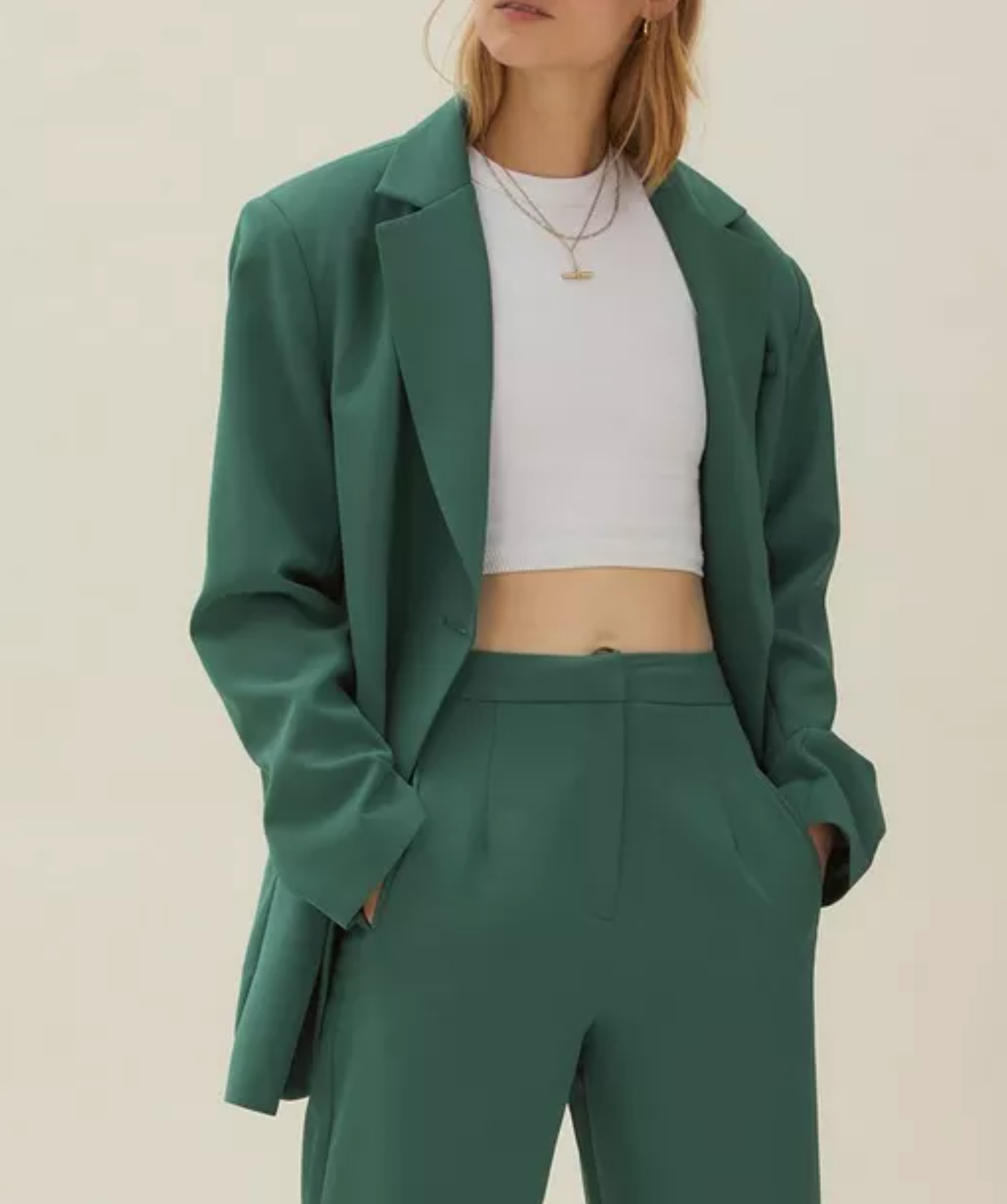 Nasty Gal Green Premium Single Breasted Blazer UK 10