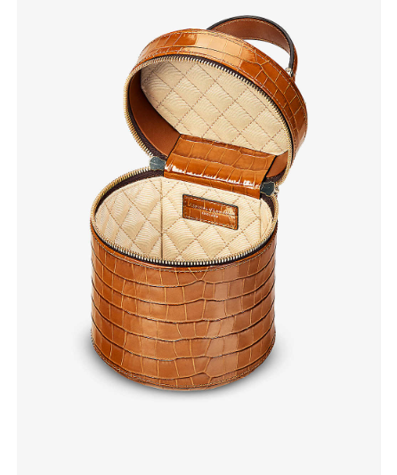 Aspinal Of London Brown Pandora Crocodile-embossed Leather Bag