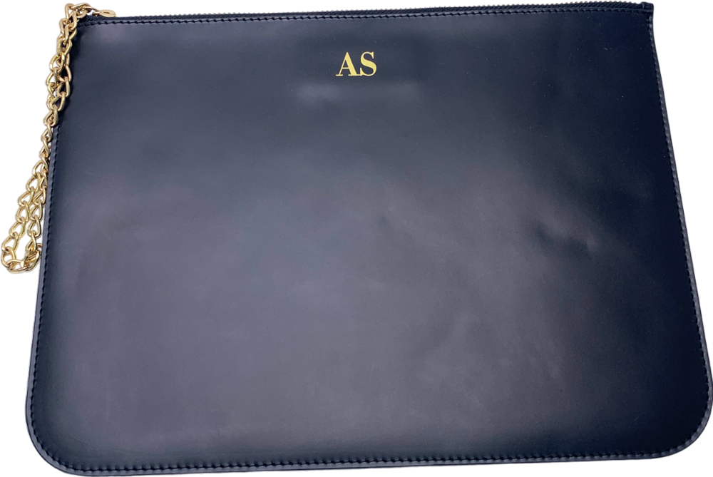 Rounn Black A S Initialled Large Clutch Bag One Size