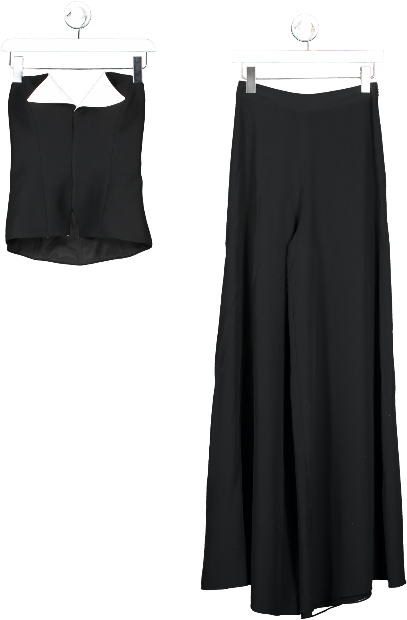 filiarmi Black 2-piece Franz-japp "jumpsuit"  Bustier Top And Wide Leg Trouser Set UK 6