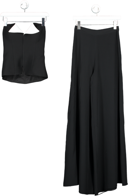 filiarmi Black 2-piece Franz-japp "jumpsuit"  Bustier Top And Wide Leg Trouser Set UK 6