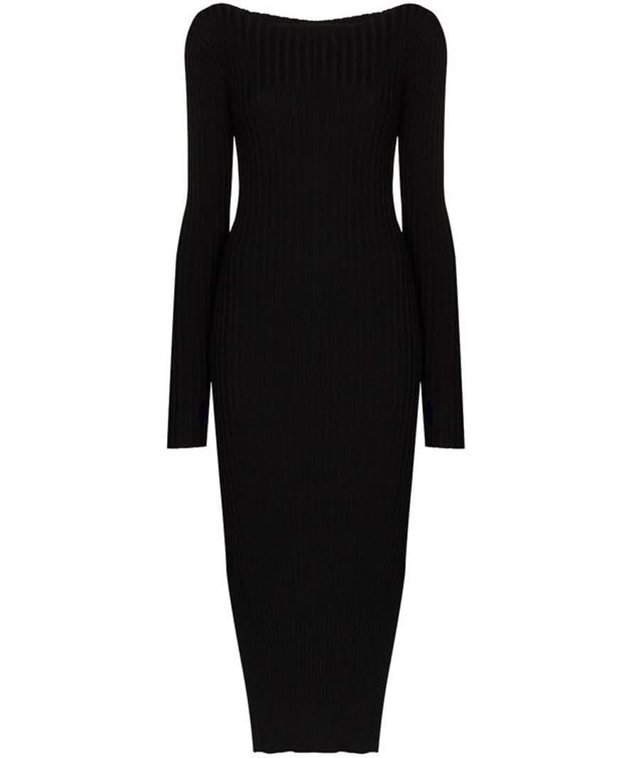 Totême Orville Ribbed-knit Midi Dress - Black UK XS