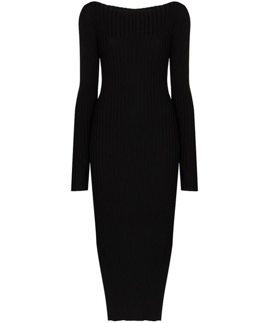 Totême Orville Ribbed-knit Midi Dress - Black UK XS