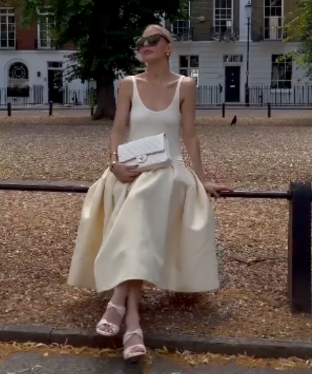 Khaite Cream Lynette Jersey And Faille Drop-waist Dress UK 6