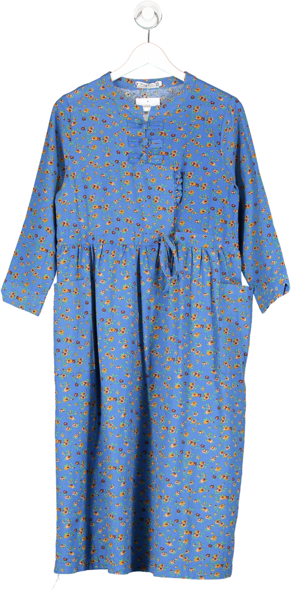 Wang Yi Ge Blue Wang Yi Tie Front Floral Design Maxi Dress UK M