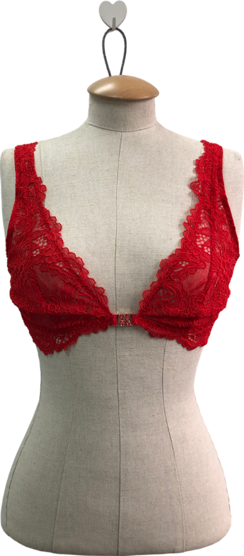 Savage X fenty Red Romantic Corded Lace Front-closure Bralette UK 12