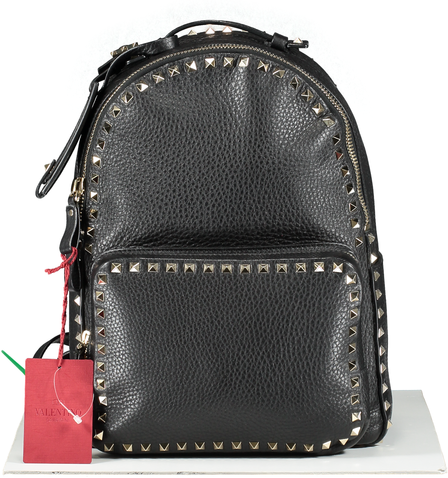 Valentino Garavani Rockstud Black Grainy Leather Back Pack
