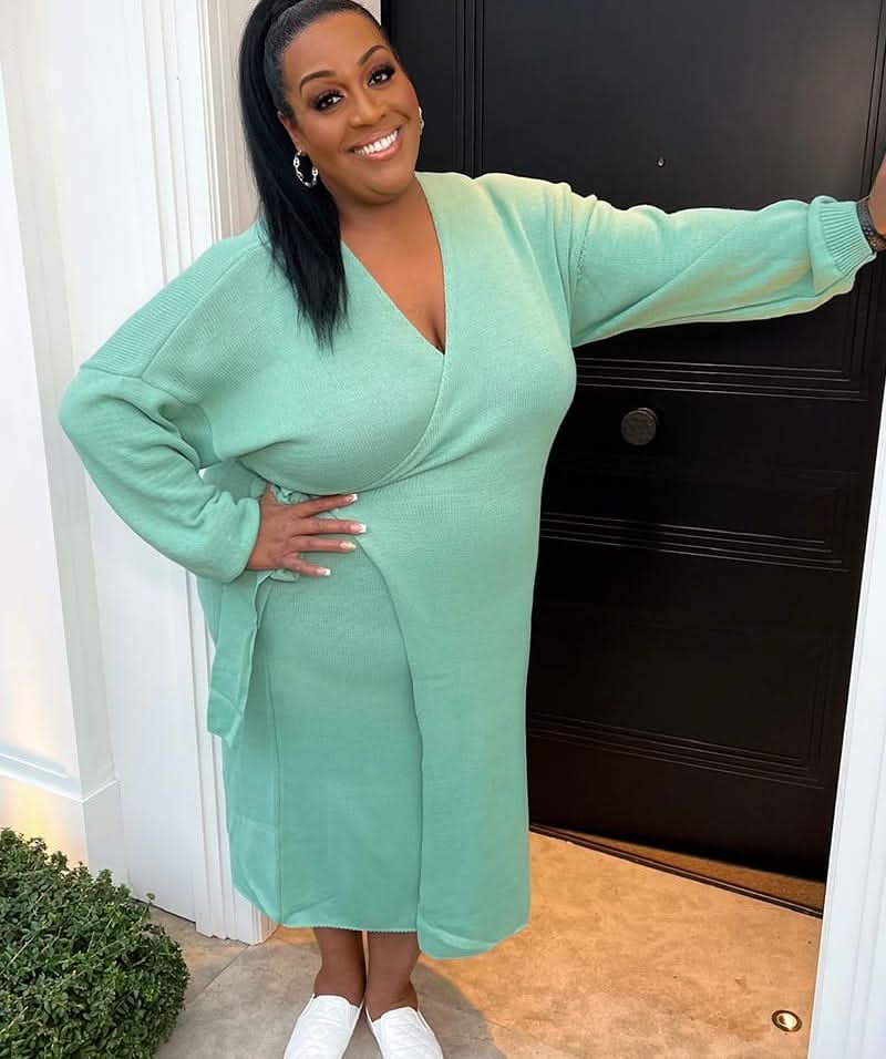 In The Style Green Rib Knit Wrap Midi Dress UK 30