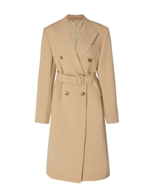Nanushka Light Camel Greta Double-breasted Woven Coat UK S