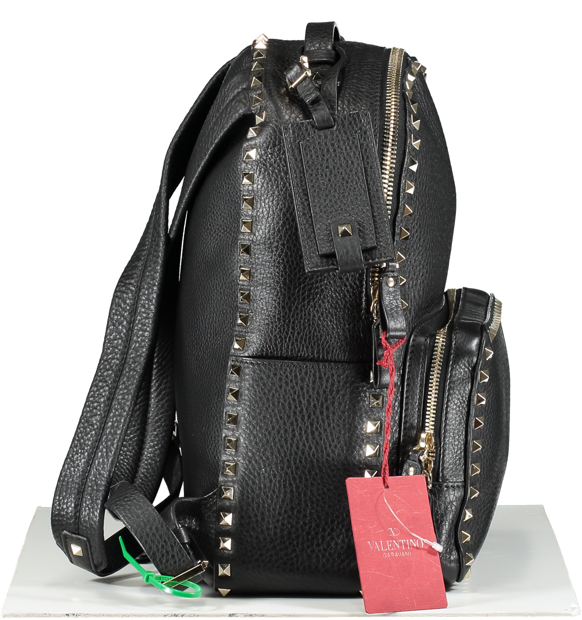 Valentino Garavani Rockstud Black Grainy Leather Back Pack