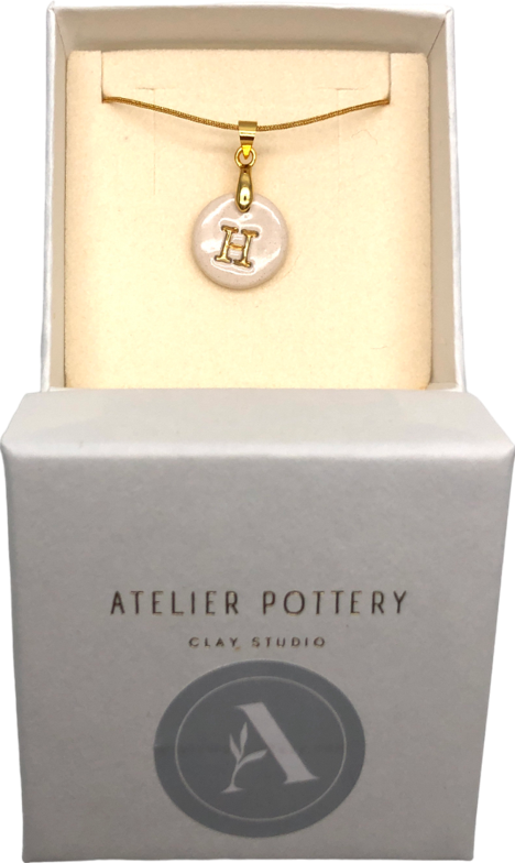 Atelier Pottery Metallic Clay Initial "h" Pendant Necklace One Size