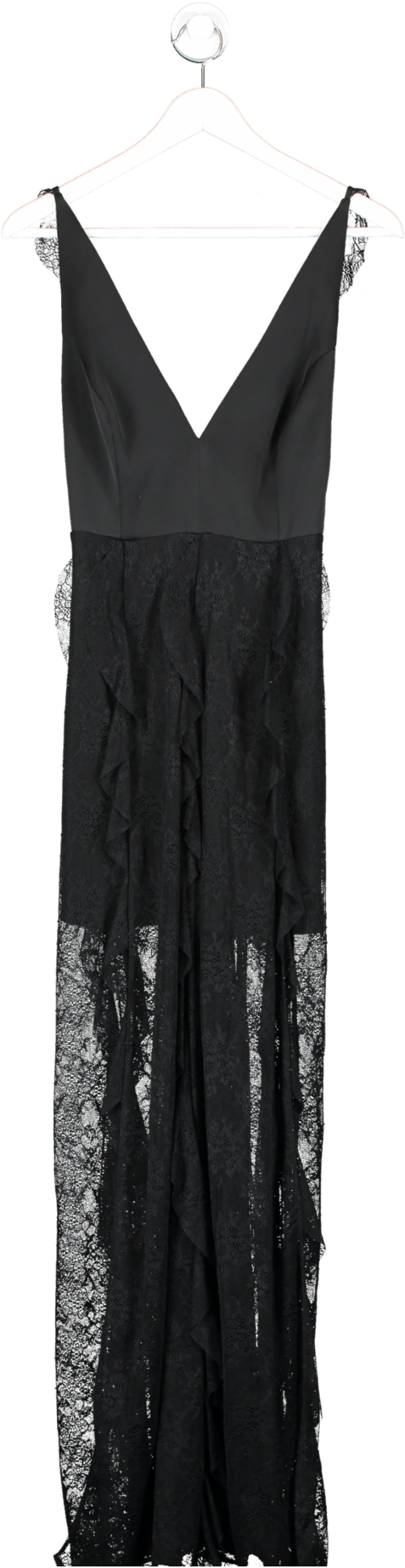 Marciano Black Macy Lace Ruffle Maxi Dress  BNWT UK XS