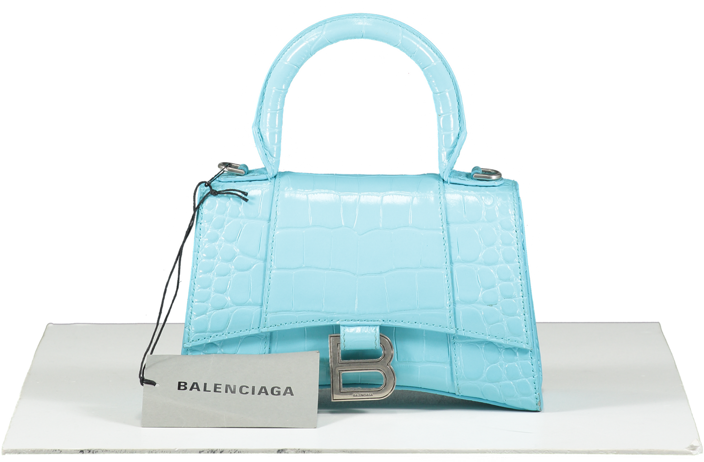 Balenciaga Blue Hourglass Top-handle Bag Turquoise One Size