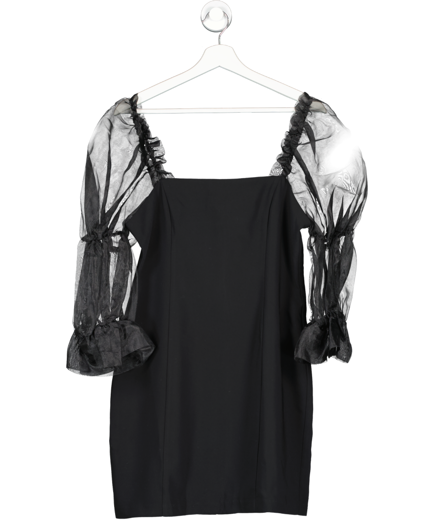 Amanda Uprichard Black Tia Puff Sleeve Mini Dress UK L