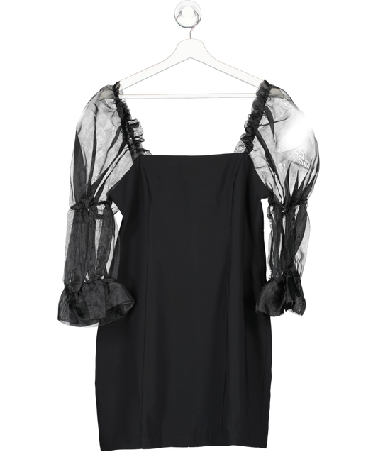 Amanda Uprichard Black Tia Puff Sleeve Mini Dress UK L