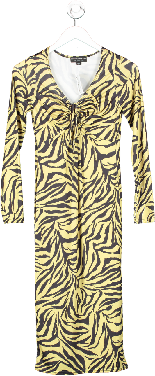 dorothy perkins Yellow Tiger Keyhole Midi Dress UK 8