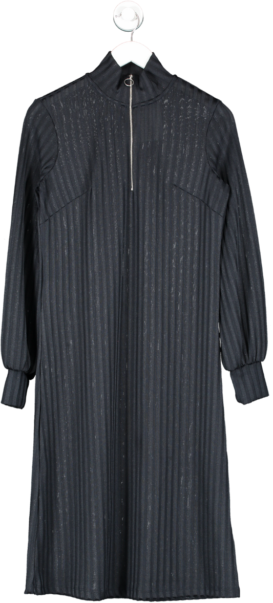 H&M Black Pinstripe Ribbed Maxi Dress UK 6