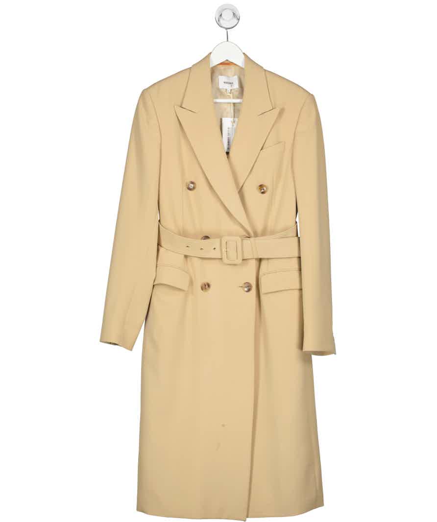 Nanushka Light Camel Greta Double-breasted Woven Coat UK S