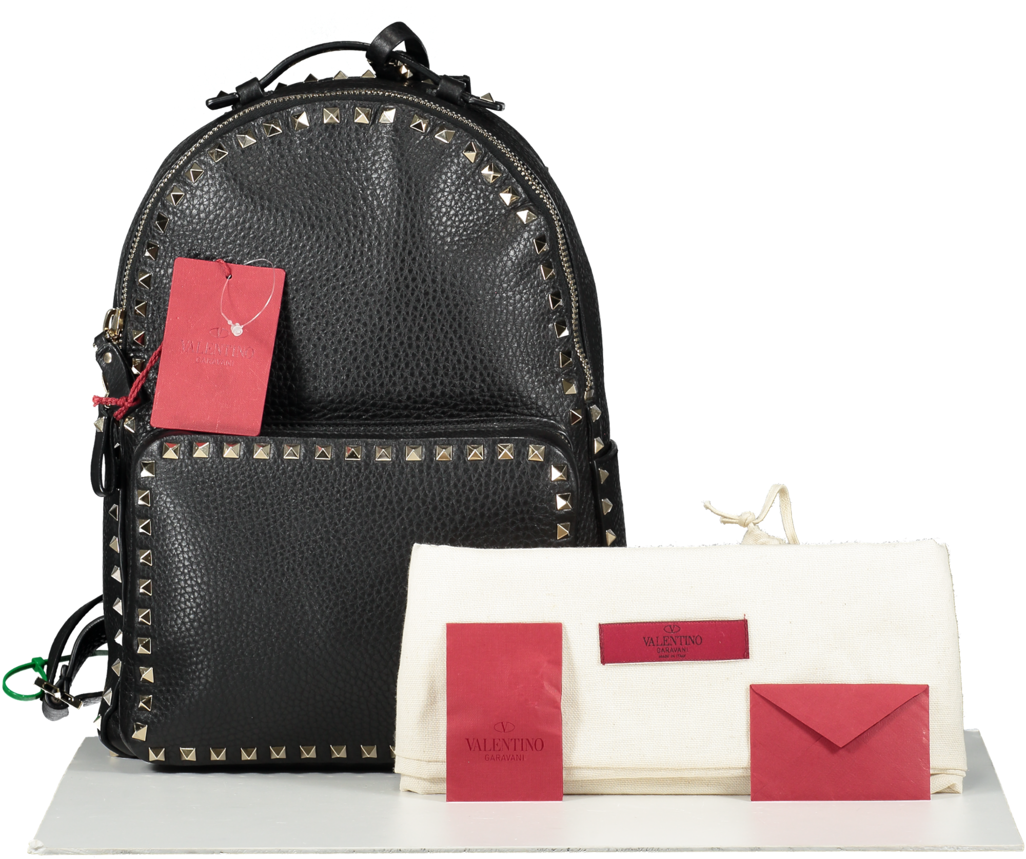 Valentino Garavani Rockstud Black Grainy Leather Back Pack