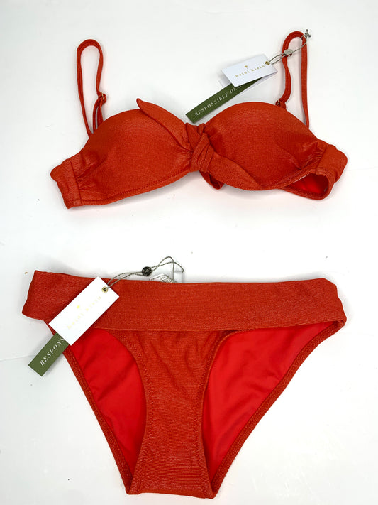 Heidi Klein Orange Morocco Bow Bandeau Bikini With Fold Over Bottoms UK S