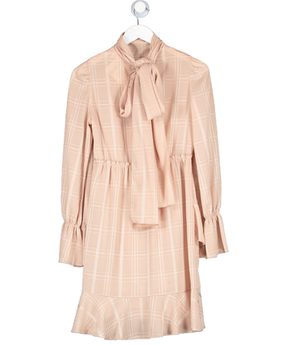 See by Chloé Pink Georgette Check Ascot Tie Ruffle Flouncy Dress UK 6