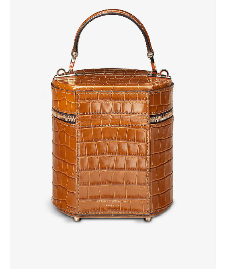 Aspinal Of London Brown Pandora Crocodile-embossed Leather Bag