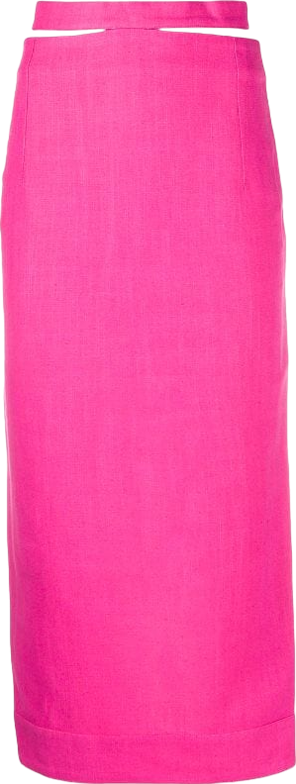 JACQUEMUS Pink Linen Blend La Jupe Valerie Midi Pencil Skirt UK 6