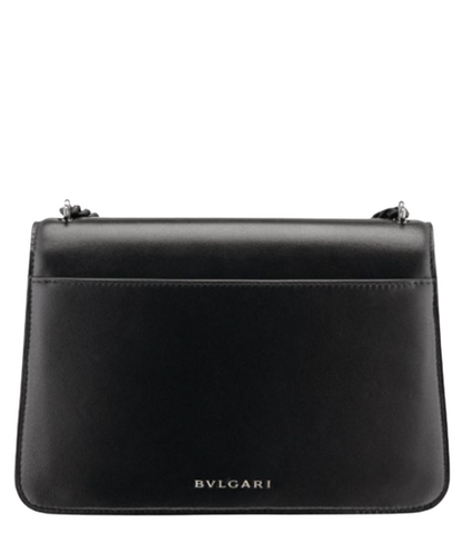 BVLGARI Black Leather Serpenti Forever Cross-body Bag One Size