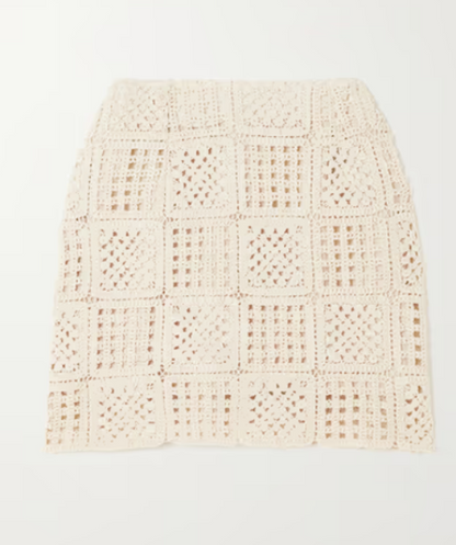 Holzweiler Cream Ada Crocheted Organic Cotton Mini Skirt UK S